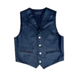 Roper Black Leather Vest Men's Large